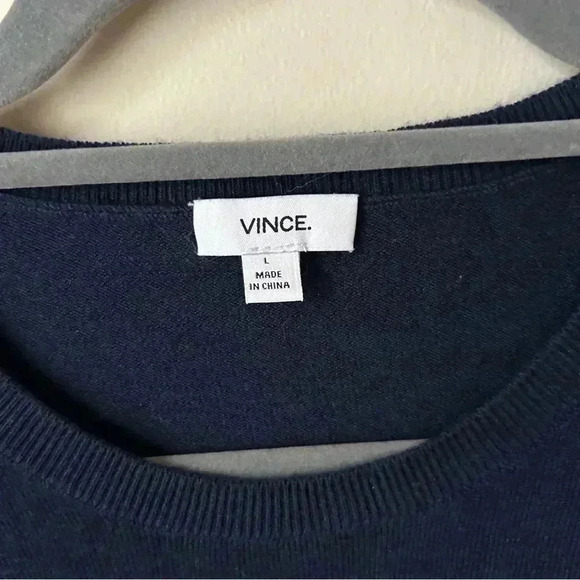 Vince Navy Blue Black Colorblock Long Sleeve Cashmere Blend Sweater Size Large - Picture 4 of 7